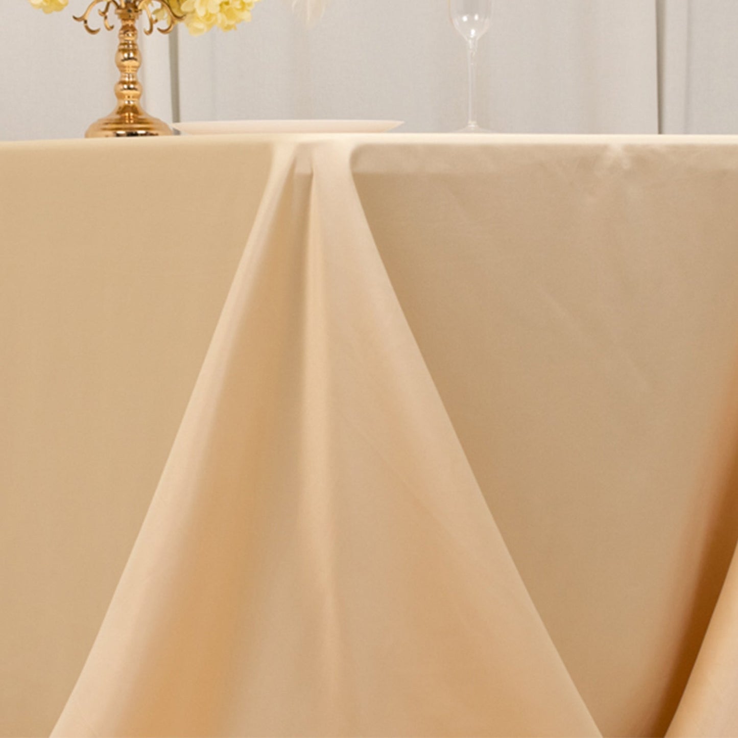 Lamour Satin 90"x132" Rectangle Tablecloth Beige - Soft & Silk-Like Seamless Table Cover