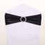 5 Pack Metallic Spandex Chair Sashes Black - Stretch Fit Chair Bands With Round Diamond Buckles for Glamorous Event Decor