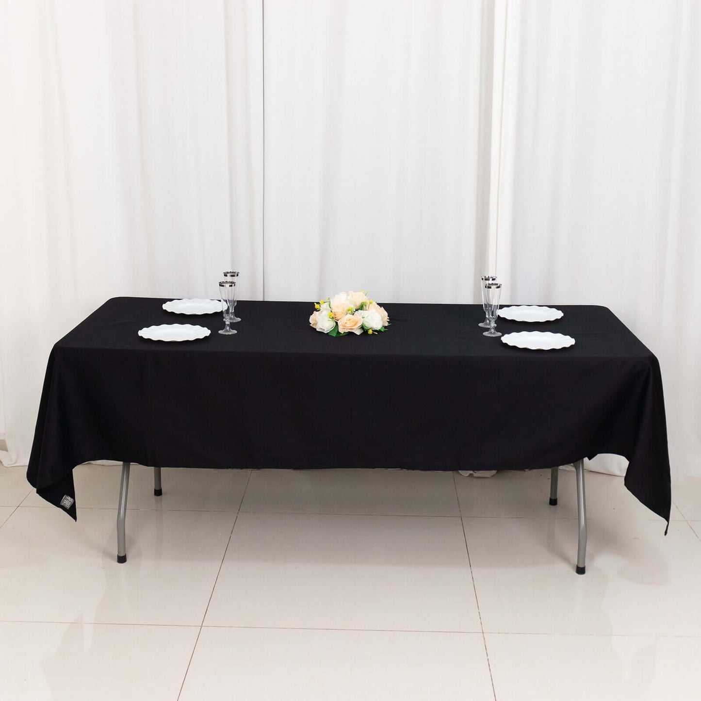 100% Cotton 60"x102" Rectangle Tablecloth Black Linen - Soft & Breathable Table Cover