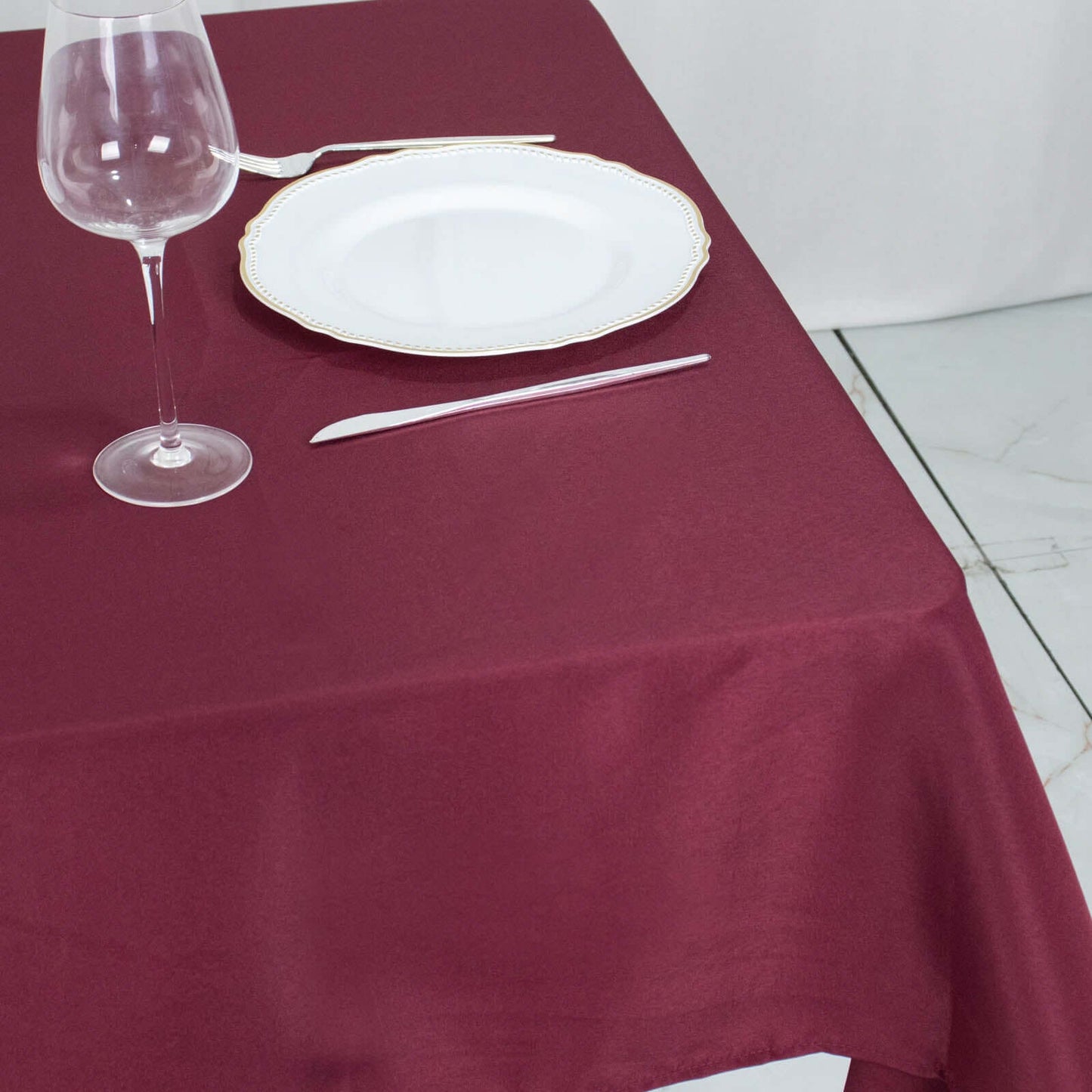 Premium Polyester 54"x54" Square Tablecloth Burgundy - Stain and Wrinkle-Resistant 220GSM Table Cover
