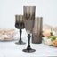 6-Pack Plastic Wedding Toast Flutes Black Transparent Crystal Cut Style - Reusable Champagne Glasses 8oz