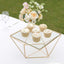 Metal Cake Stand Geometric Pedestal Riser Design Gold with Square Glass Top - Display Centerpiece 12"