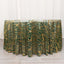 Sequin Mesh 120" Round Tablecloth Hunter Emerald Green/Gold - Seamless Wave Embroidered Table Cover