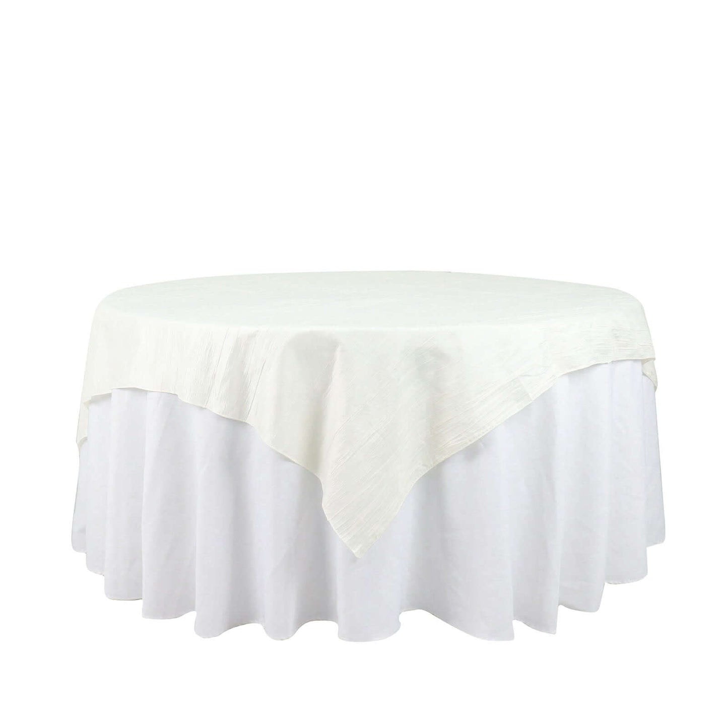 Taffeta 72"x72" Table Overlay Square Tablecloth Ivory - Accordion Crinkle Table Cover