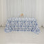 Polyester 90"x132" Rectangle Tablecloth White - Seamless Blue French Toile Pattern for Upscale Events