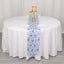 Satin 12"x108" Table Runner White with Blue French Toile Floral Pattern - Refined Style for Upscale Events