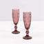 6-Pack Champagne Flute Glasses Transparent Dusty Rose Textured Crystal Cut Design - Chic Wine Goblets for Parties & Events 6oz 8"
