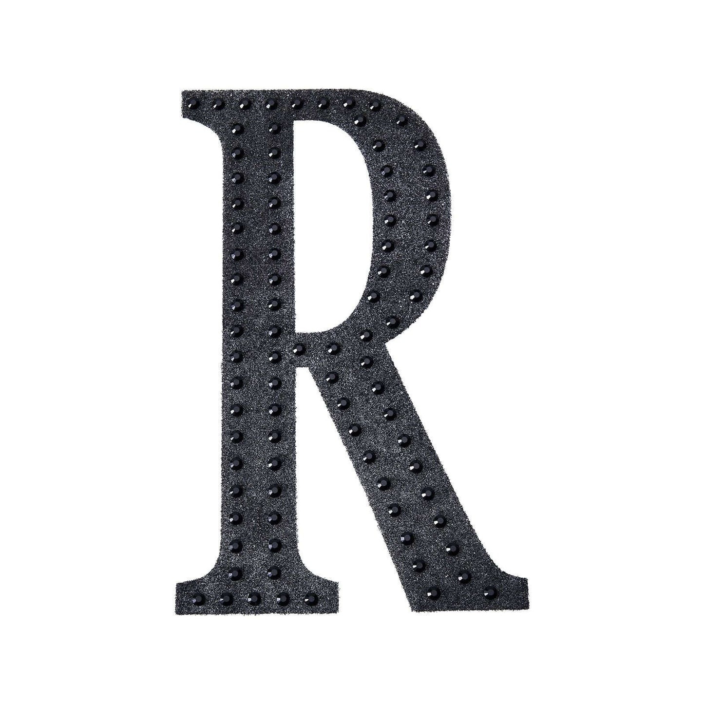 Decorative Rhinestone Alphabet "R" Letter Stickers, Glitter Adhesive Craft Letters Black DIY Sparkle Embellishments 4"
