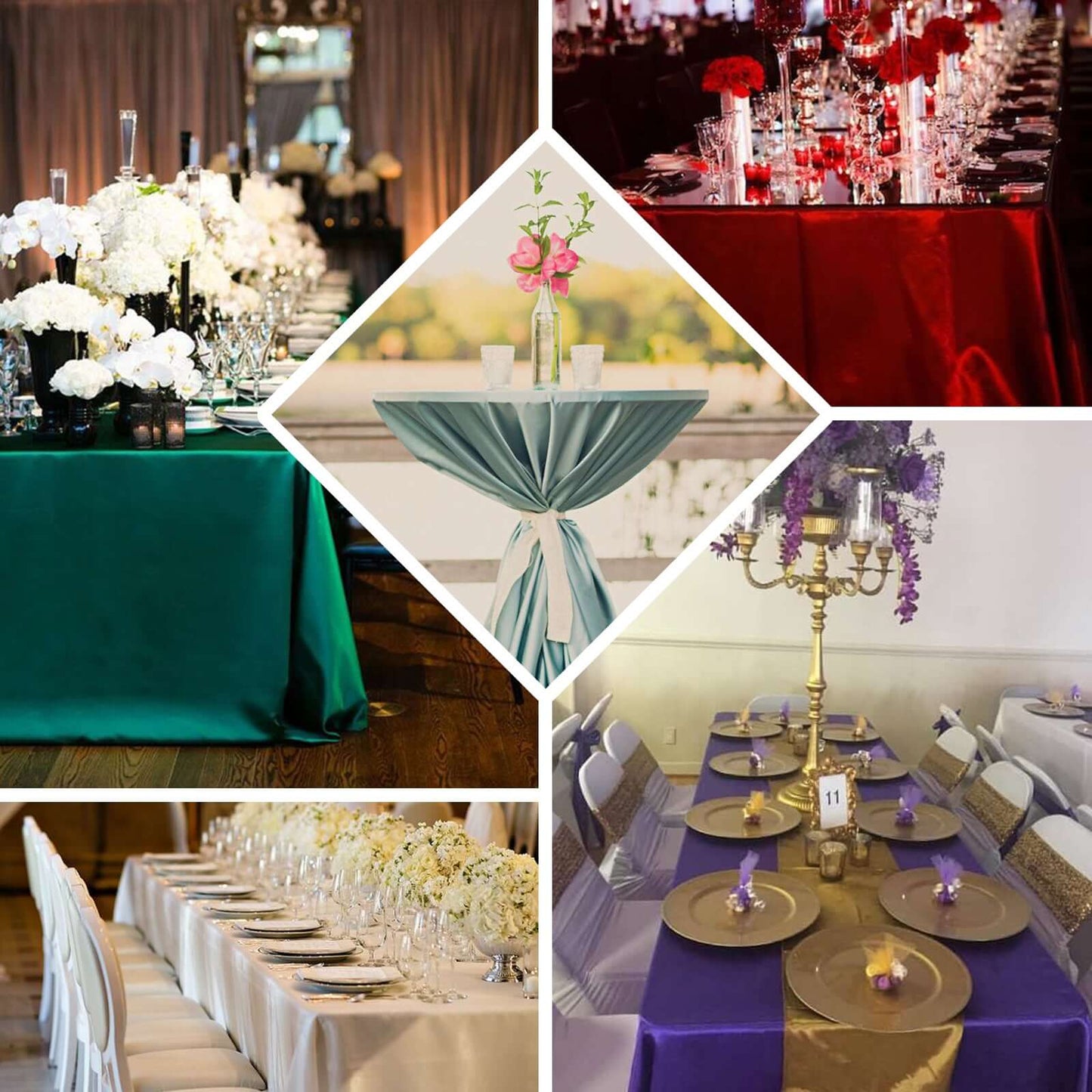 Satin Rectangular 90"x132" Tablecloth Purple - Seamless Table Cover