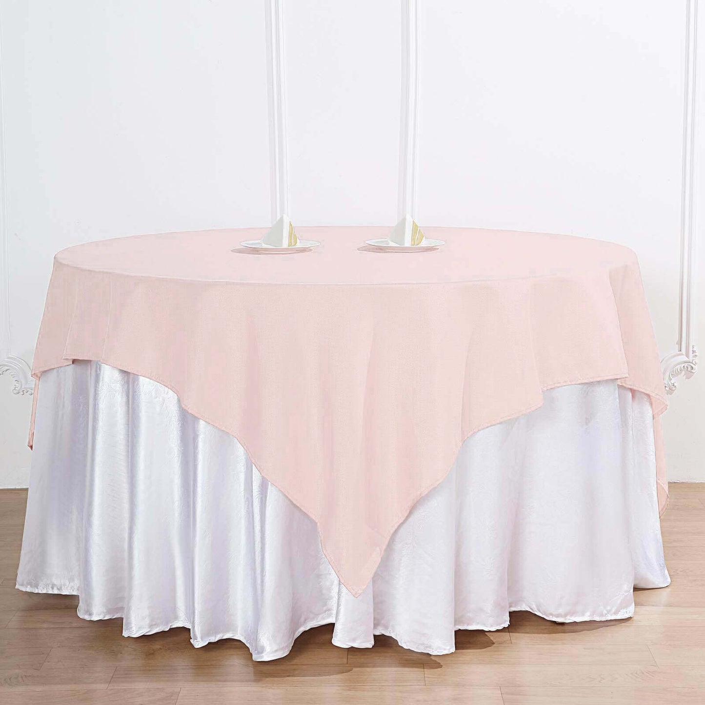 Polyester 70"x70" Table Overlay Square Tablecloth Blush - Wrinkle-Resistant & Durable Table Cover