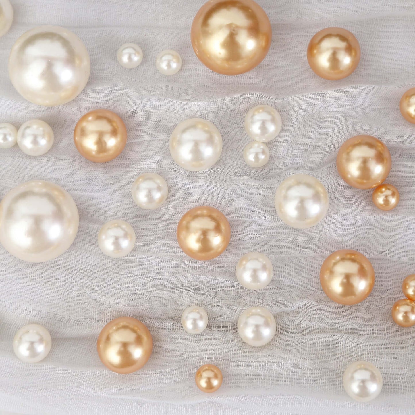 200Pcs Assorted Pearl Beads Vase Fillers in Off White and Gold - Lustrous DIY Craft Bead Set