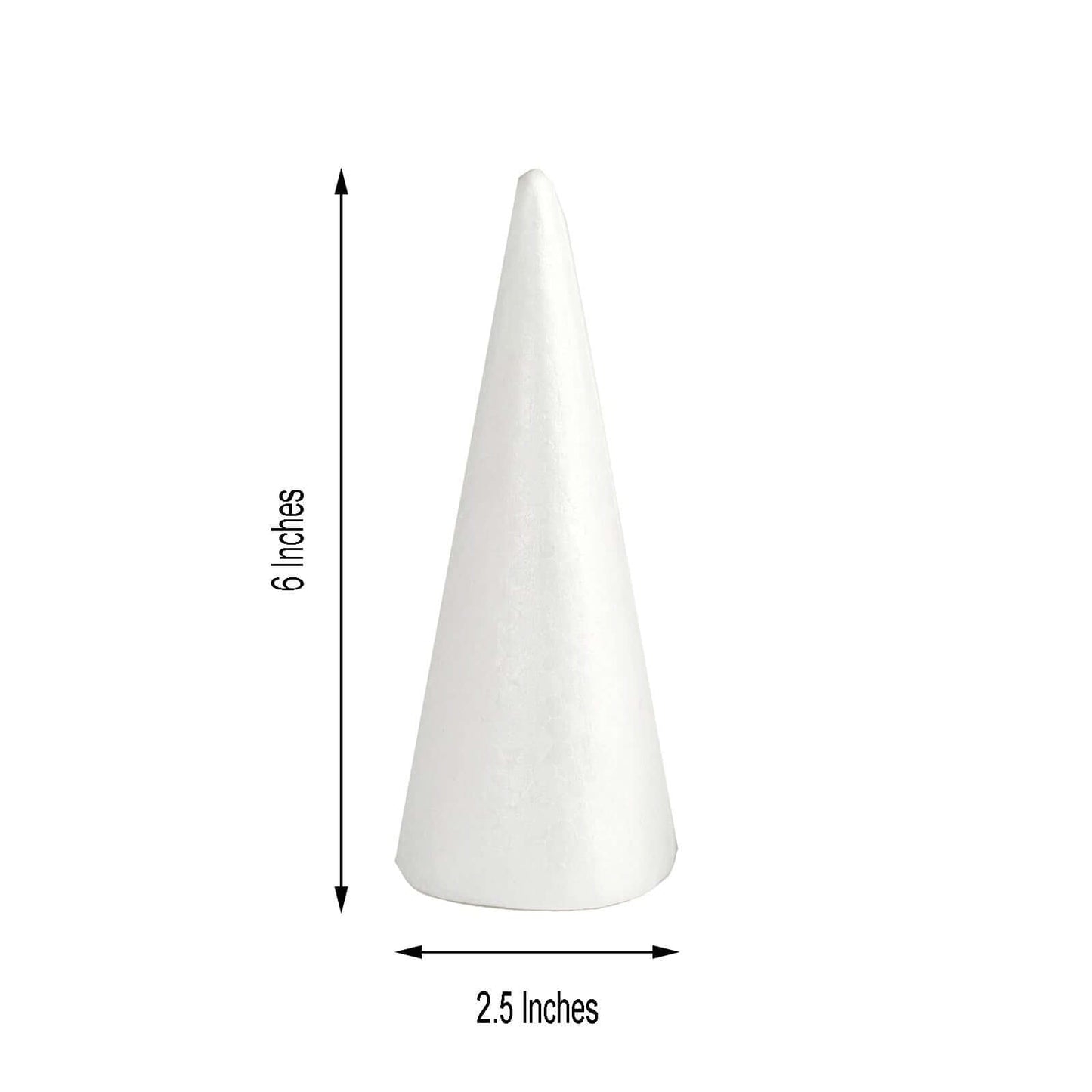 24 Pack 6" White Styrofoam Cone, Foam Cone For DIY Crafts