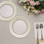 10-Pack Plastic 8" Round Dessert Plates in Clear with Gold Scalloped Rim - Disposable Appetizer/Salad Plates