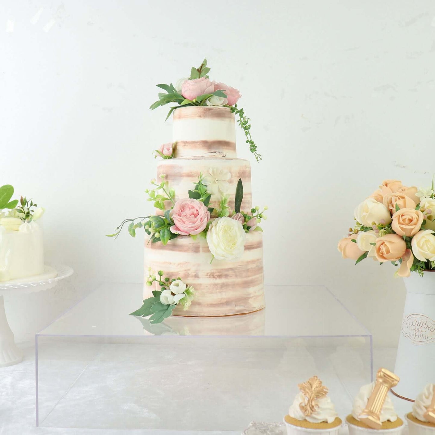 Acrylic Cake Box Stand Pedestal Riser Transparent Clear - Decorative Display for Weddings 18"x18"