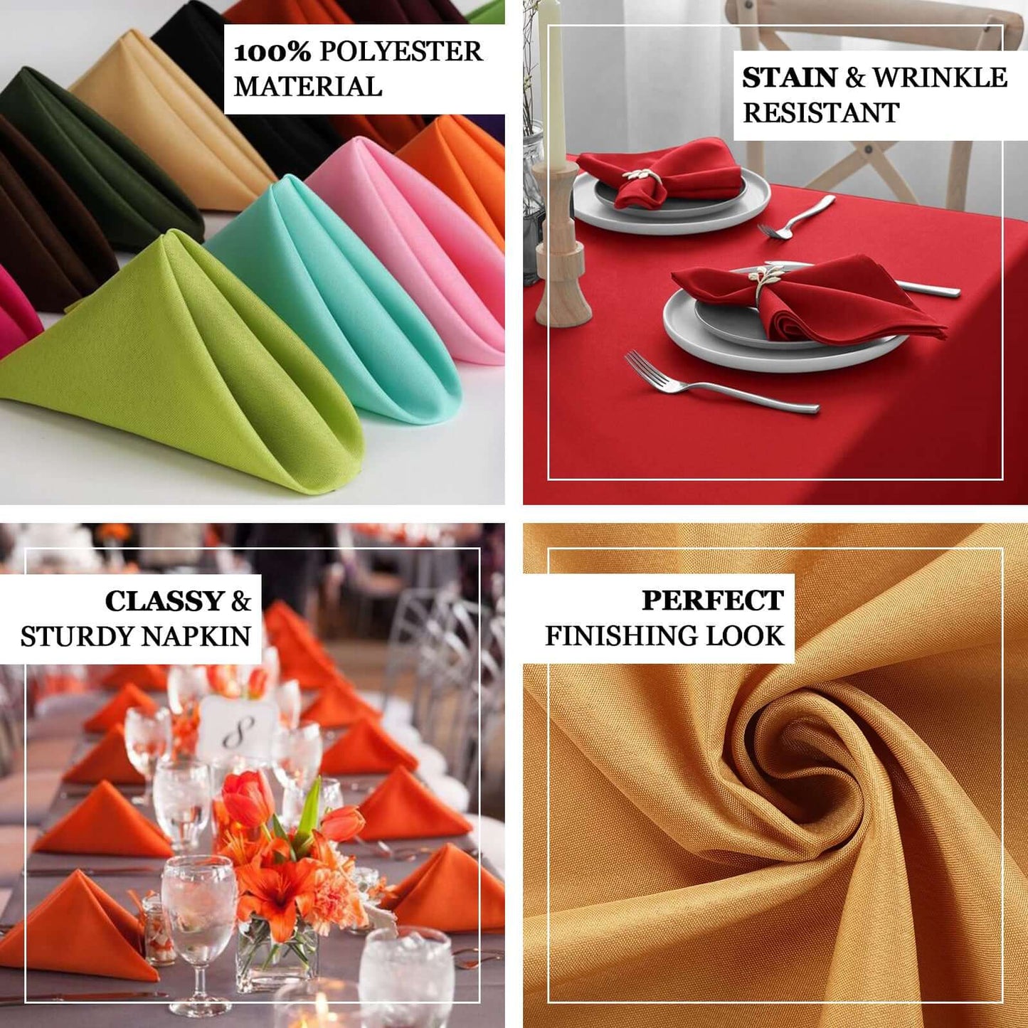5 Pack Polyester 17"x17" Napkins Apple Green - Durable & Wrinkle Resistant Dinner Napkins