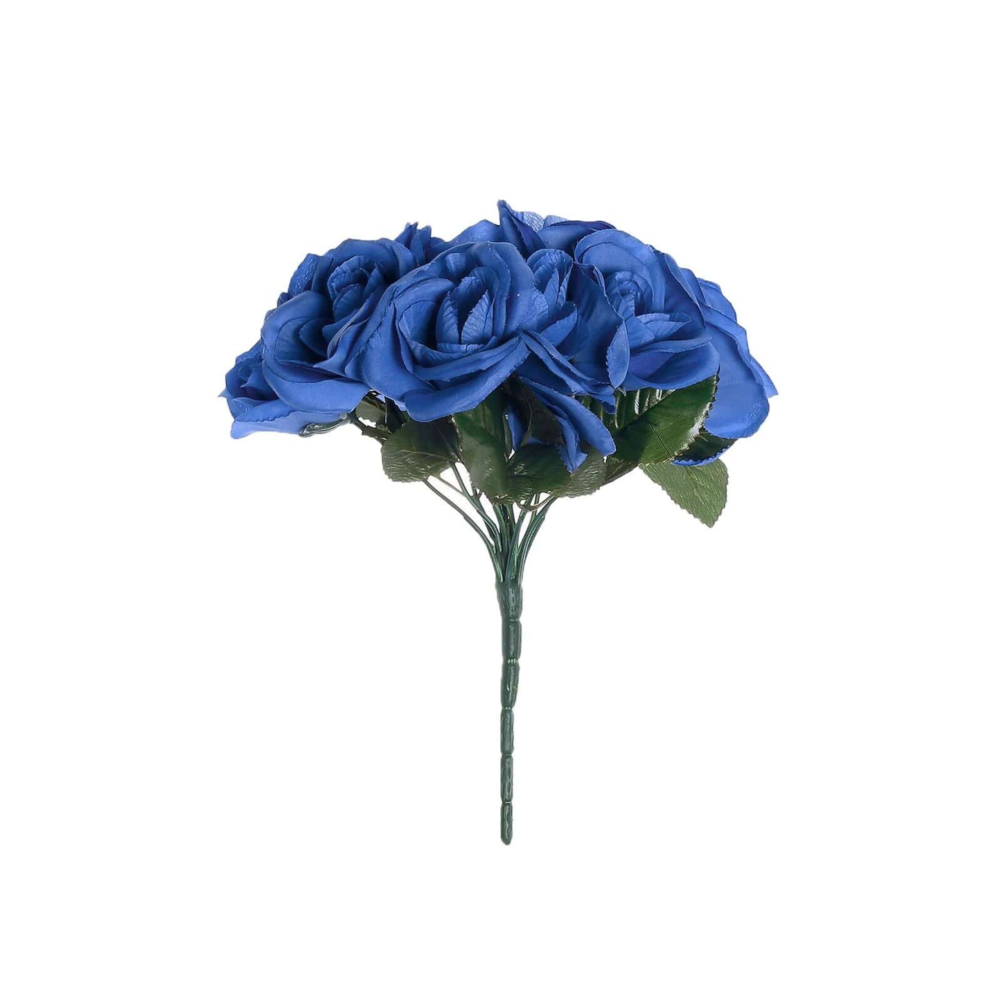 12" Royal Blue Artificial Velvet-Like Fabric Rose Flower Bouquet Bush