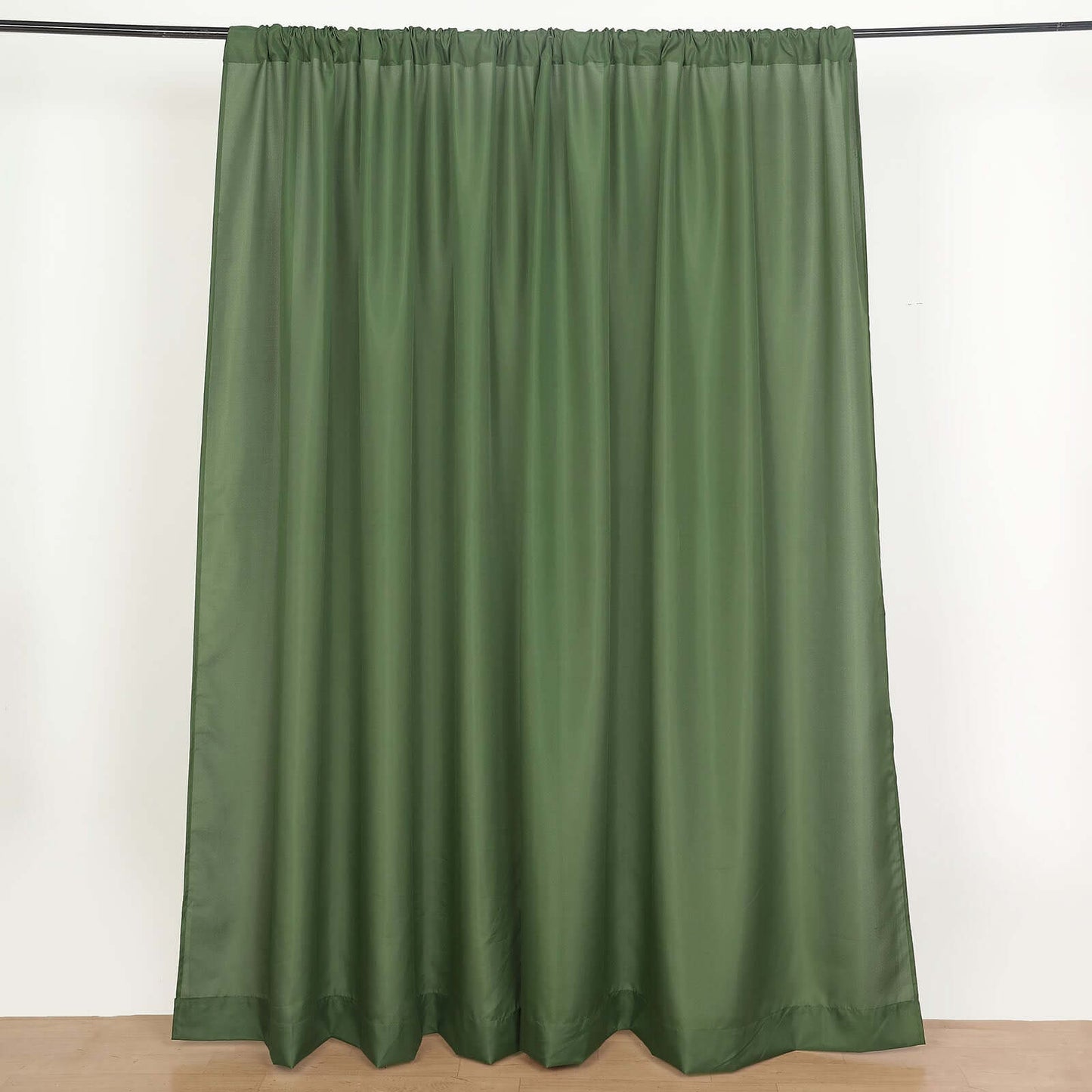 2 Pack Olive Green Polyester Event Curtain Drapes, 10ftx8ft Backdrop Event Panels With Rod Pockets 130 GSM