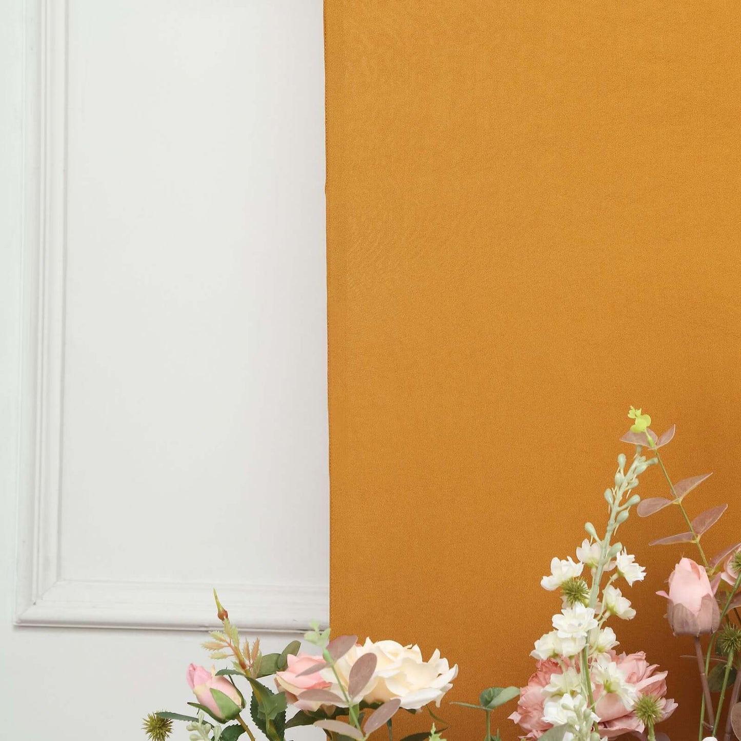 Set of 4 Matte Gold Spandex Half Moon Chiara Backdrop Stand Covers, Custom Fitted Wedding Arch Covers - 2.5ft,5ft,6ft,7ft