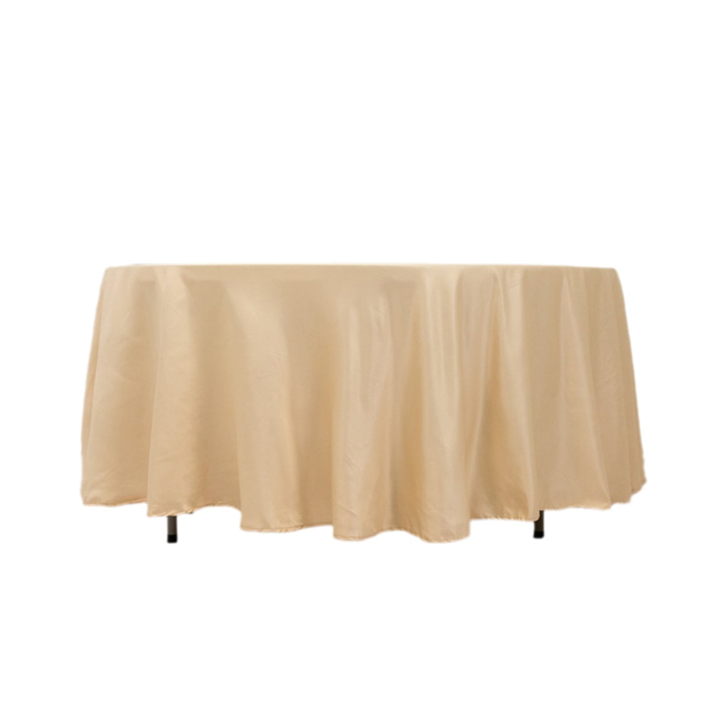 Lamour Satin 108" Round Tablecloth Beige - Durable & Silk-Like Table Cover