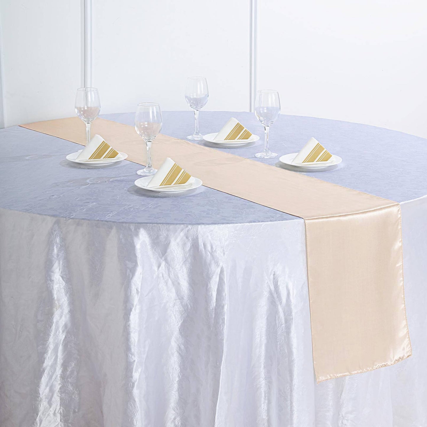Satin 12"x108" Table Runner Beige - Stylish Table Linen