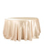 Satin 132" Round Tablecloth Beige - Stylish Seamless Table Cover