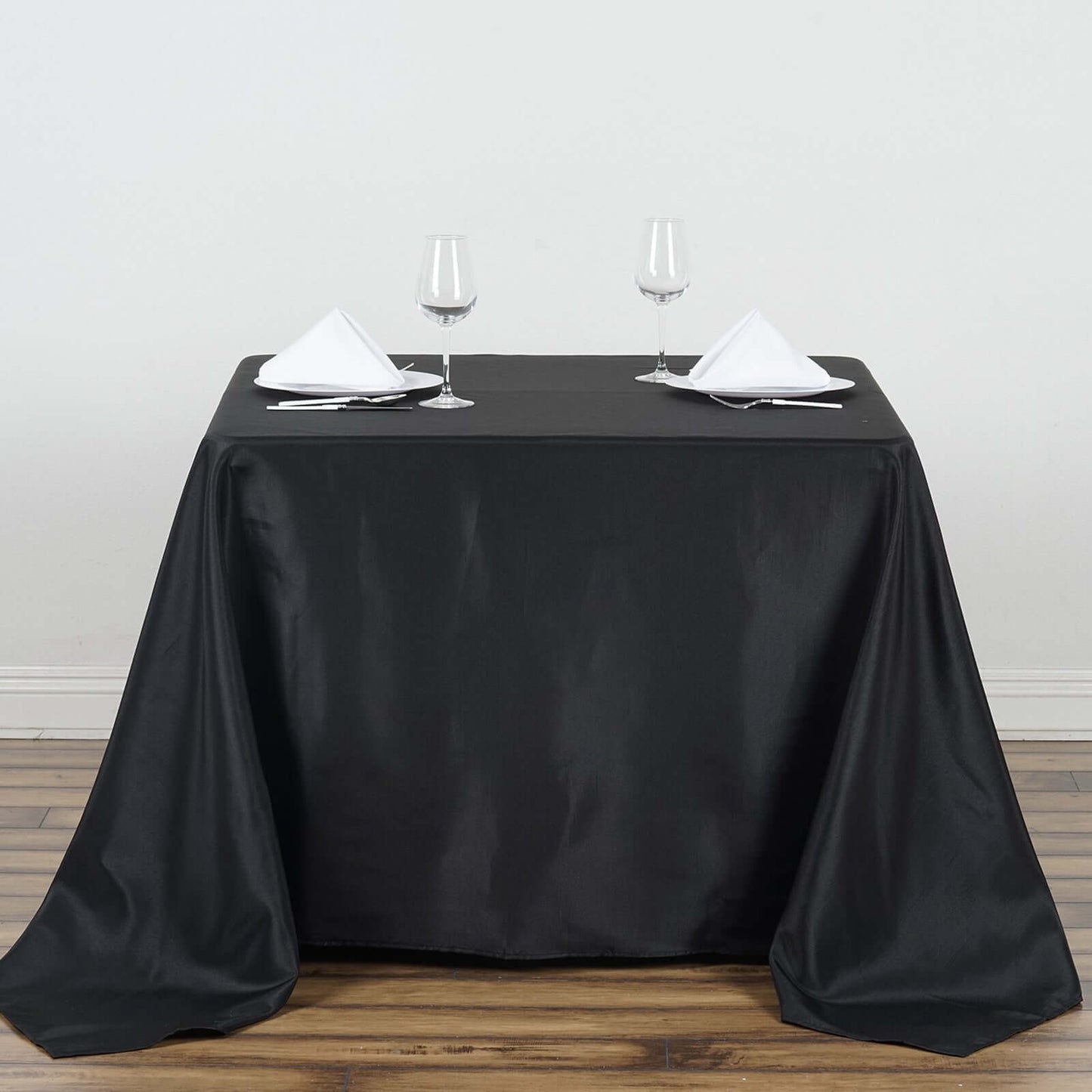 Polyester Square 90"x90" Tablecloth Black - Wrinkle-Resistant & Durable Table Cover for Events