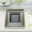 10-Pack Plastic Dinner Plates Black Square with Gold Trim - Lightweight Disposable Plates for Events 10"