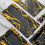 10-Pack Paper 16" Rectangle Serving Trays Black/Gold - Durable 1100GSM Disposable Food Platters with Modern Marble Design for Dessert Tables & Food Stations