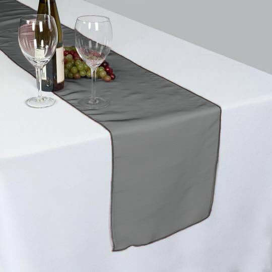 10 Pack Sheer Organza 14"x108" Table Runners Black - Soft and Lightweight Table Accent