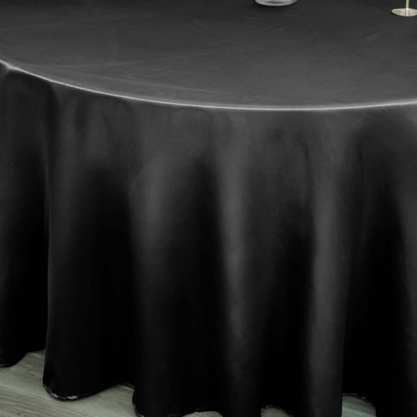 Satin 120" Round Tablecloth Black - Stylish Seamless Table Cover for Weddings & Events