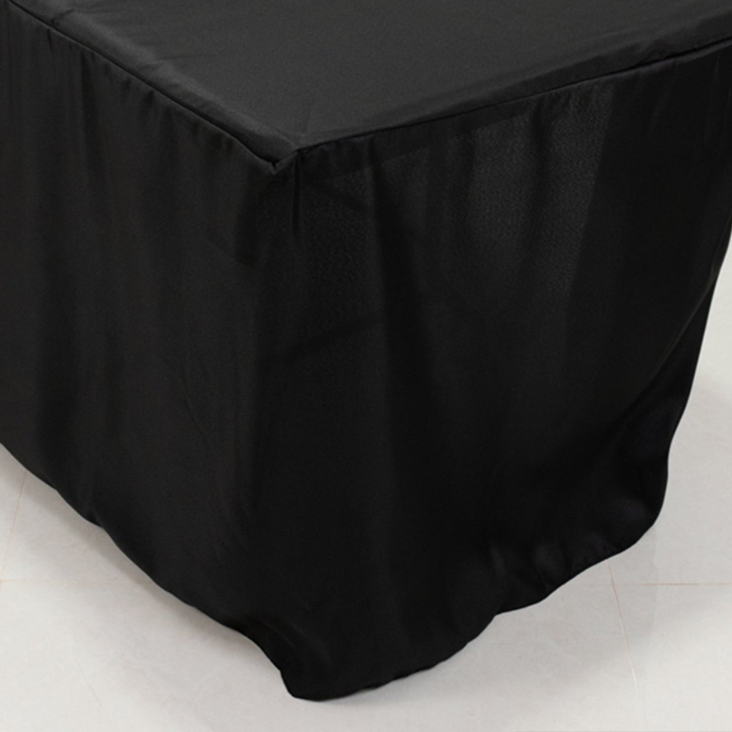 Fitted Polyester 96"x30" Rectangle Tablecloth Black with Open Back Design - Easy to Maintain and Wrinkle-Resistant Table Cover for Trade Shows & Displays