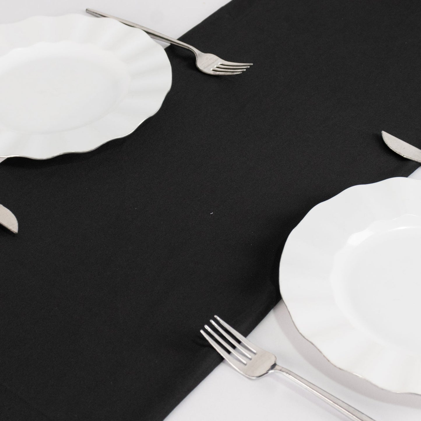 Scuba Polyester 12"x108" Table Runner Black - Wrinkle-Free Table Linen for Events & Weddings