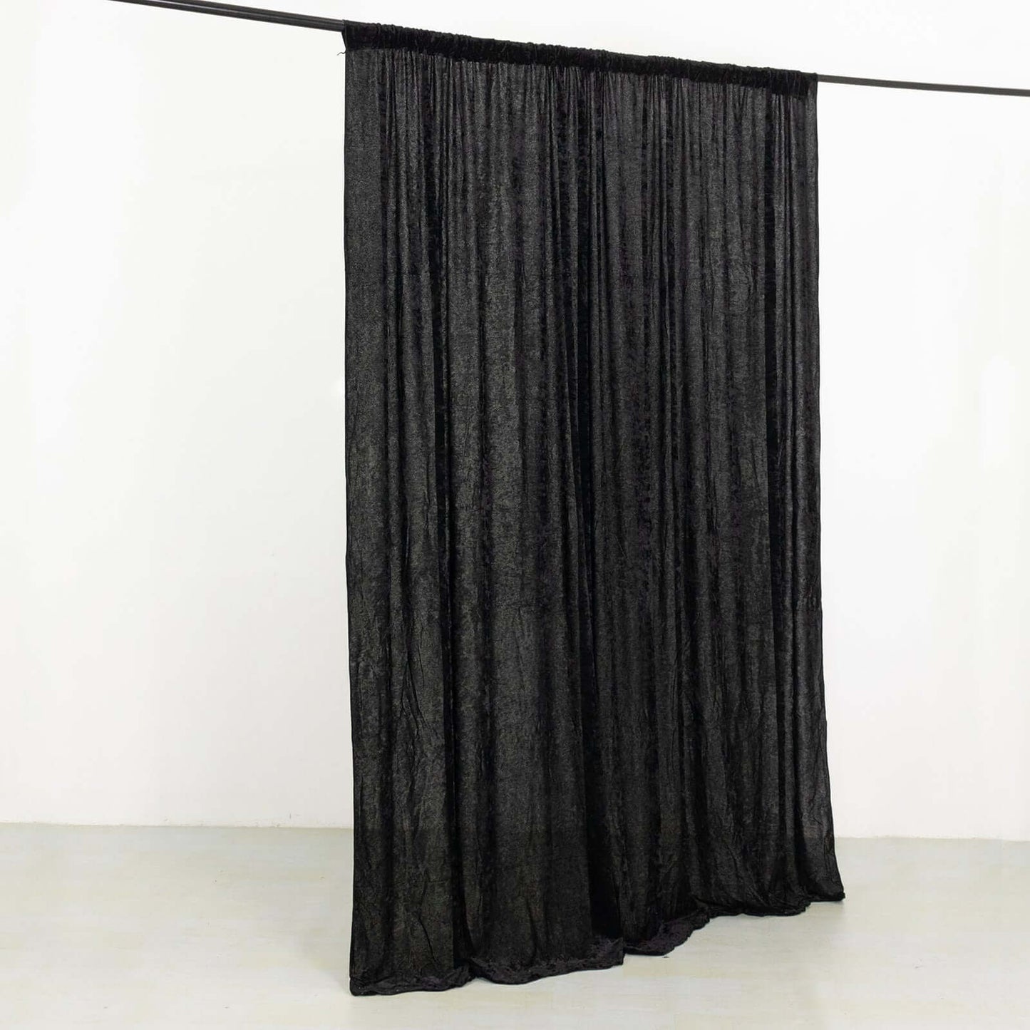 Black Crushed Velvet Backdrop Curtain â€“ 8ft x 8ft Event Drape with Rod Pocket, Privacy Panel for Photo Booths & Events