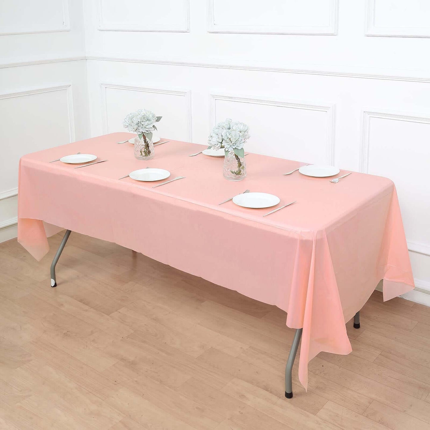 5-Pack Plastic Table Covers Blush Rectangle - Reliable PVC Disposable Covers for Gatherings 54"x108"