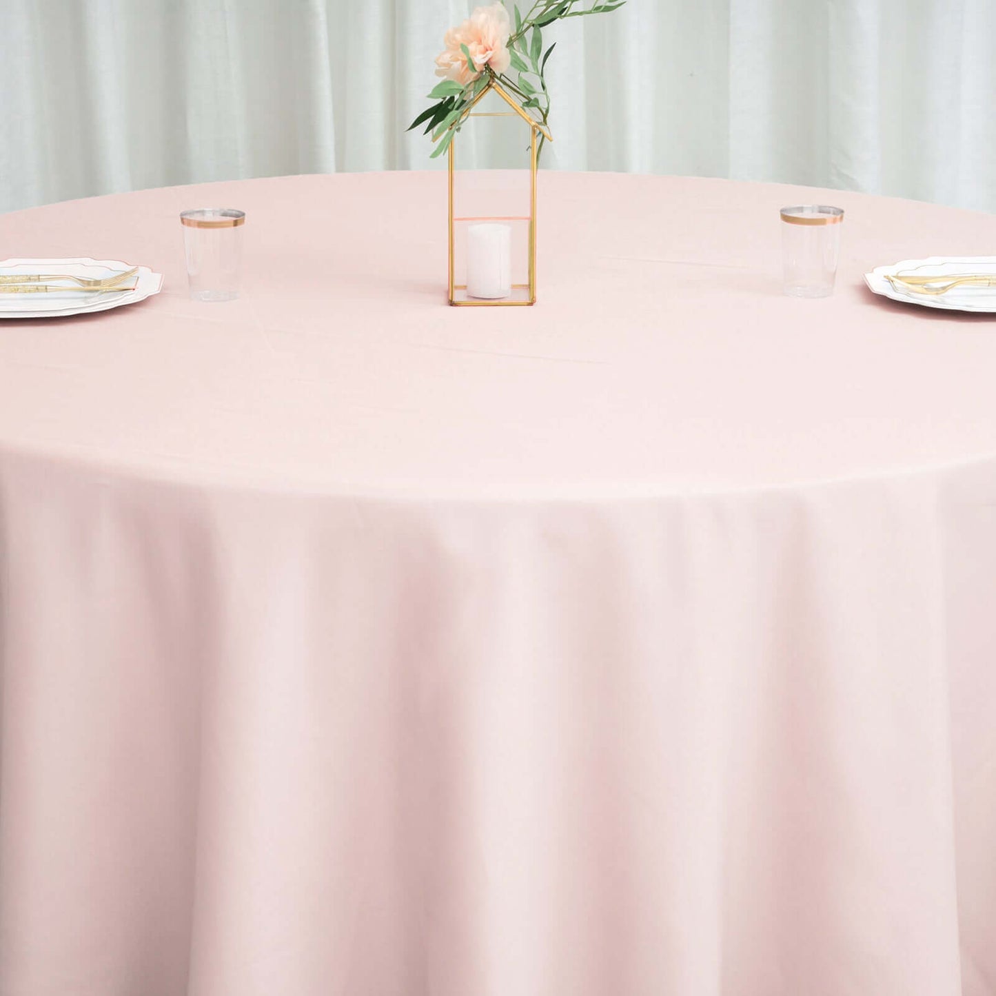Polyester 120" Round Tablecloth Blush - Seamless Wrinkle-Resistant Table Cover