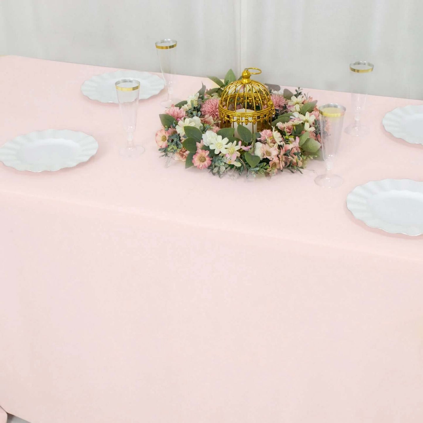 Premium Polyester 90"x132" Rectangle Tablecloth Blush - Seamless 220GSM Stain-Resistant Table Cover