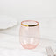 12-Pack Plastic Wine Tumblers Transparent Blush with Gold Rim - Reusable Drinkware 12oz