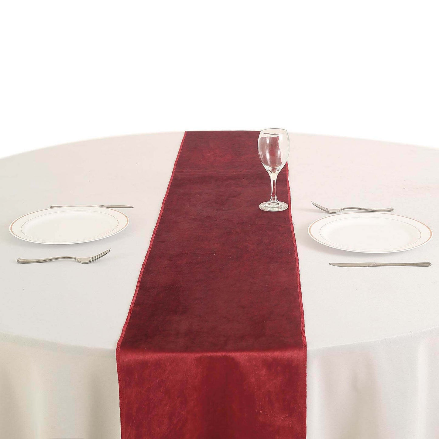 Premium Velvet 12"x108" Table Runner Burgundy - Sheen Finish Reusable Table Decor