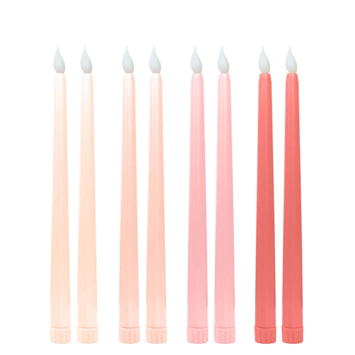 8-Pack LED Flickering Lighting Mixed Pink - Flameless Battery Operated Taper Candles 11"