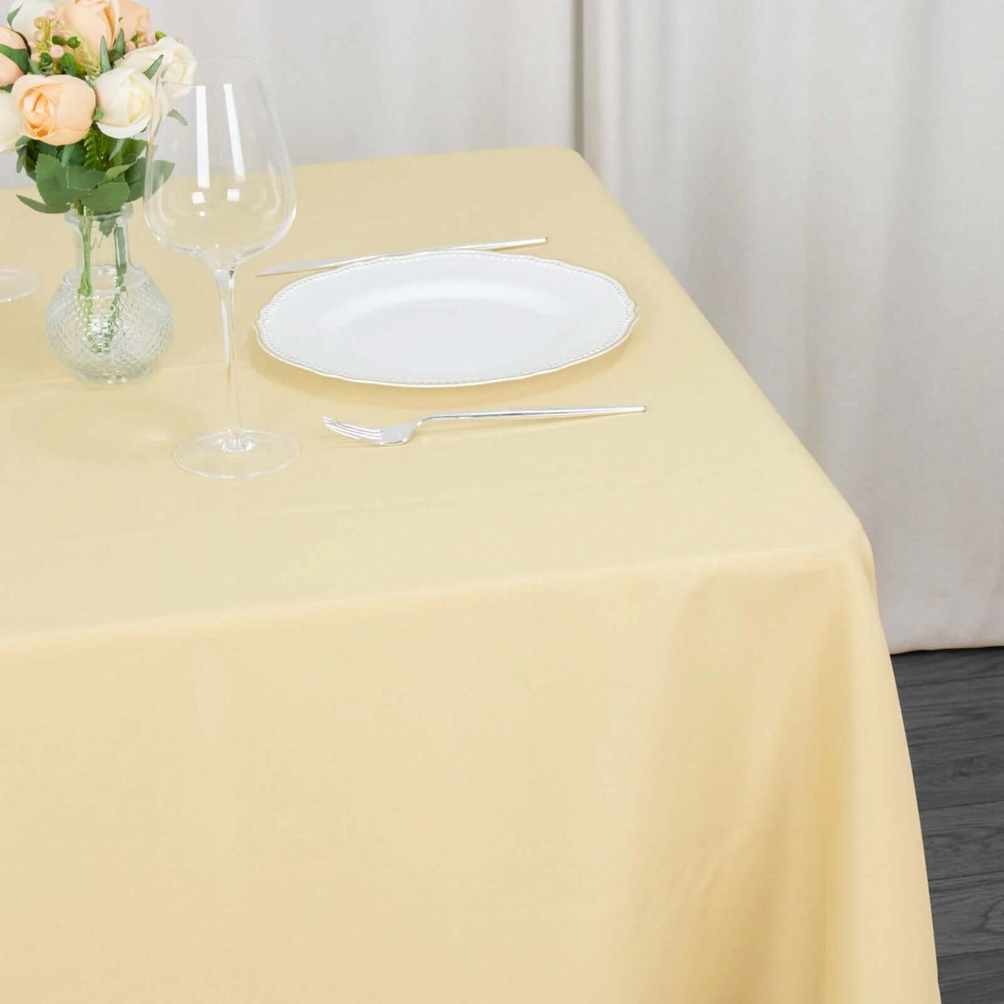 Premium Polyester Square Tablecloth 70"x70" Champagne 220GSM Wrinkle-Resistant Table Cover