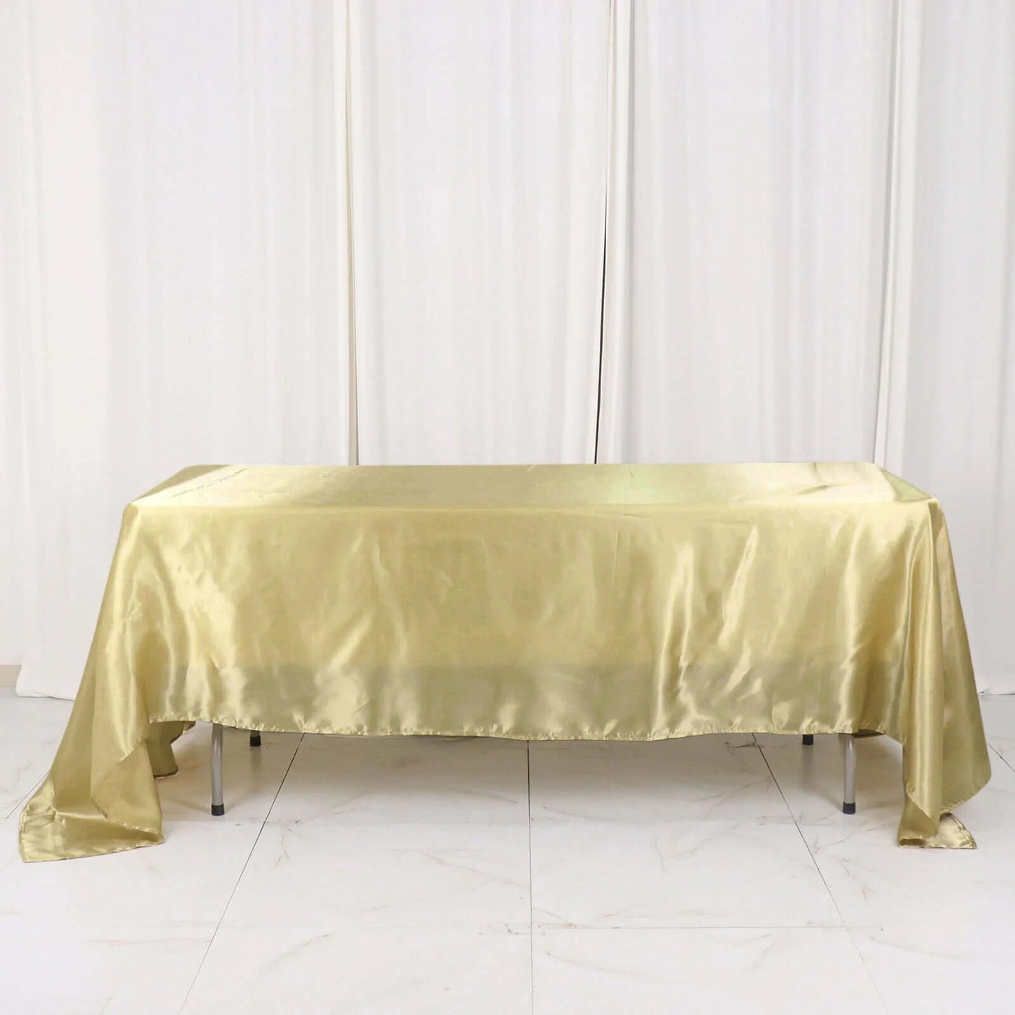 Satin Rectangular 60"x126" Tablecloth Champagne - Smooth and Lustrous Table Cover