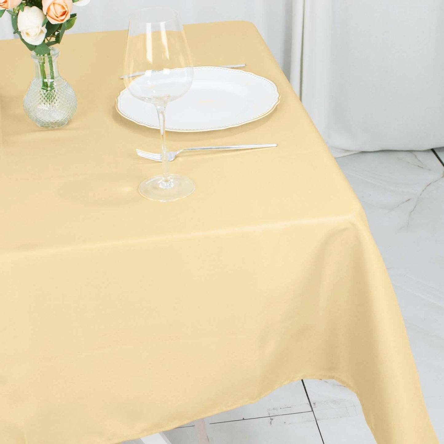 Premium Polyester 54"x54" Square Tablecloth Champagne - 220GSM Stain and Wrinkle-Resistant Table Cover
