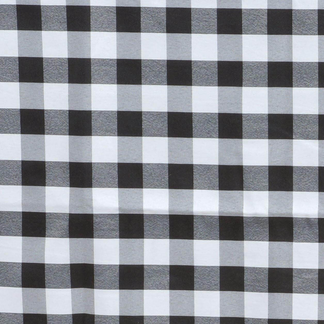 Polyester 60"x102" Rectangle Tablecloth White/Black - Checkered Buffalo Plaid Design for Everyday Use