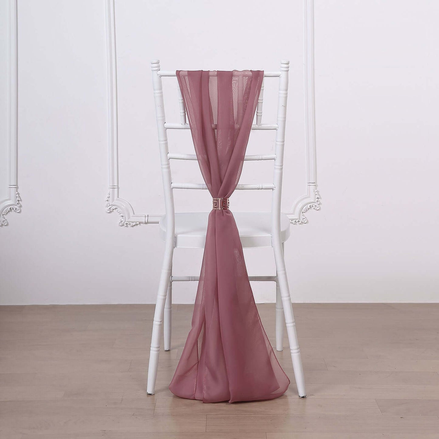 5 Pack Chiffon Chair Sashes Mauve/Cinnamon Rose - Soft & Lightweight Designer Chair Bows 22"x78"