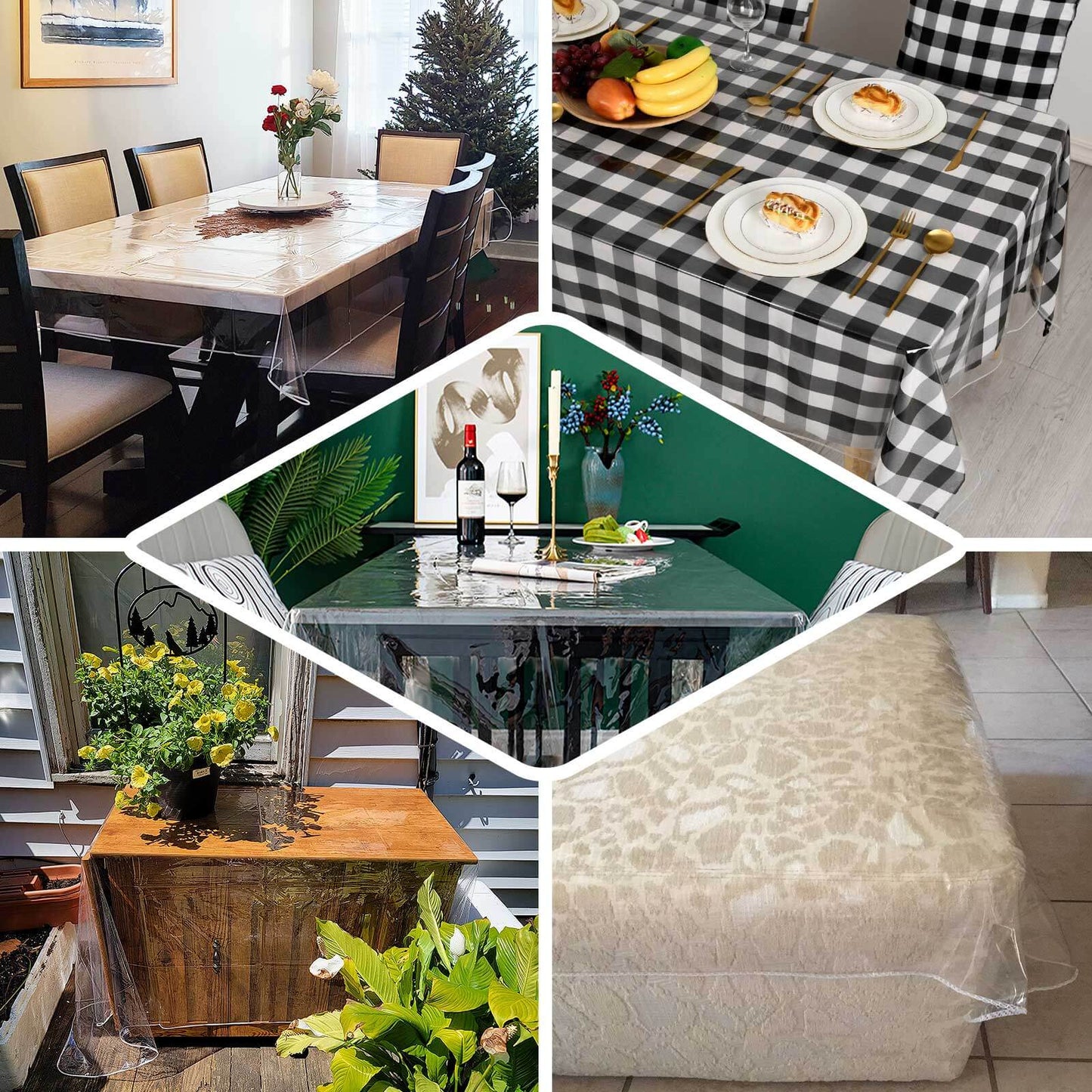 Vinyl Tablecloth Clear Eco-Friendly Square - Durable PVC Tablecloth 70"x70" 10 Mil Thick