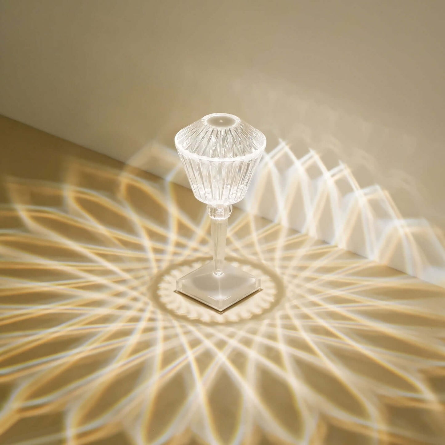 LED Acrylic Table Lamp Prism Design Color Changing - Rechargeable Cordless Touch Control Accent Light 10"