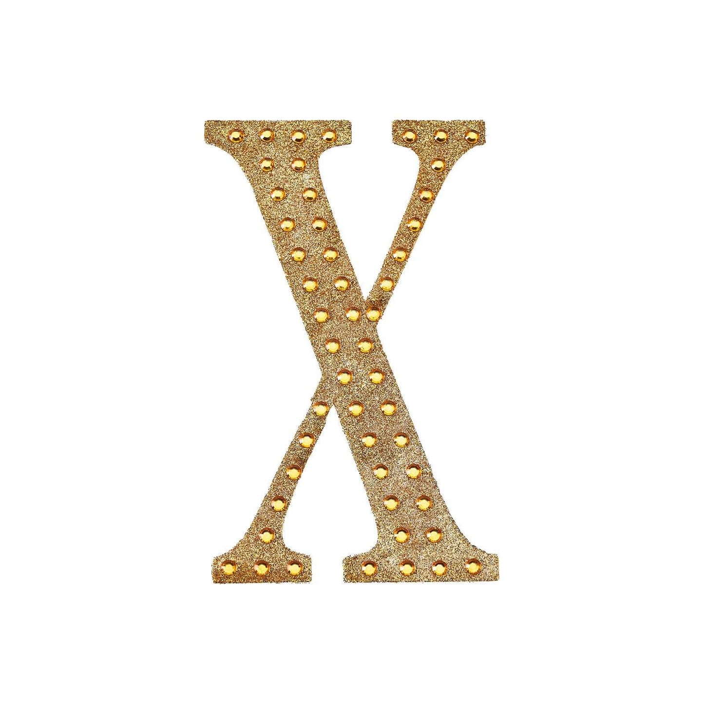 Decorative Rhinestone Alphabet "X" Letter Stickers, Glitter Adhesive Craft Letters Gold DIY Sparkle Embellishments 6"