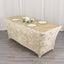Crushed Velvet Fitted Rectangular 6ft Table Cover Beige - Wrinkle-Free Stretchy Tablecloth