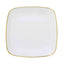 10-Pack Plastic 10" Square Dinner Plates in White with Gold Rim - Classy Disposable Lunch Party Plates for Weddings & Special Events