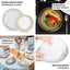 10-Pack Plastic 7" Round Dessert Plates in White with Gold Swirl Rim - Disposable Salad Plates for Classy Events & Banquets